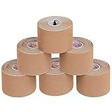 ALPIDEX Kinesiologie Tape 1/3/ 6/12 Rollen Viele Farben 5 m x 5 cm Anwendungsbroschüre Elastisch Wasserfest Hautfreundlich Physio Muskel Tape Set, Farbe:hautfarben, Menge:6 Rollen