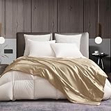 Gezu Satin Decke 200x200cm Beige Seidendecken Gold Khaki Einfarbig Leichte Bequeme Blitzlicht Glühen Cooles Feeling Tagesdecke Universale Sofadecke Blanket Für Bett Schlafzimmer Blanket Büro Decke