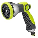 Milifox Gartenbrause Metall,Multi handbrause Garten,10 Einstellbare Patterns Gartenschlauch Düse für Pflanzen und Rasen Bewässerung,Auto und Fahrrad Waschen und Haustiere Baden