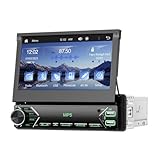 VECHTEL Autoradio 1 Din mit Drahtlos Carplay Android Auto, 7 Zoll IPS HD Manueller Flip Touchscreen Radio, Unterstützung Bluetooth Link Spiegeln FM 2USB Typ-C Rückfahrkamera