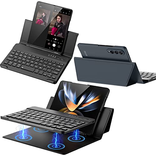 Tastaturholster für Samsung Z Fold 3/Fold 4 mit Stifthalter, magnetisch Bluetooth Tastatur abnehmbar, Mate Xs/Find X2/iPad Hülle mit Tastatur (Deep Blue)