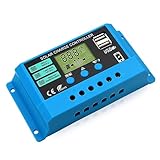 Diymore Solar Ladegerät Controller 30A 12V/24V Solar Laderegler Solarpanel Batterie Intelligente Solarregler mit Dual USB Port 5V LCD Anzeige für verschiedene Batterien geeignet