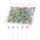 200 Stück Stecknadeln Mit Kopf Lang 2.14inch Mehrfarbige Stecknadeln Stecknadeln Nähen Liebe Herzförmige Head Pins Quilten Nähen Pins Gerade Pins Quiltnadeln Für DIY Nähen Handwerk Basteln