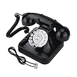 Retro Festnetztelefon, Antikes Telefon mit Wählscheibe Retro-Telefon klassisches Schnurtelefon Desktop-Telefon multifunktionales Blinken Wahlwiederholung und Reserve