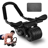 Auto Rebound Bauchroller, Ab Roller Wheel Bauchtrainer mit Ellbogenunterstützung, Rebound Bauchrad mit Kniematte für Männer und Frauen, Bauchmuskeltraining Doppelrädern Stabiler