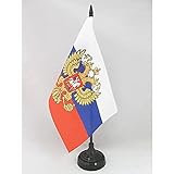 AZ FLAG TISCHFLAGGE Russland MIT Adler 21x14cm - RUSSISCHE TISCHFAHNE 14 x 21 cm - flaggen