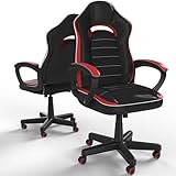 Flamaker Bürostuhl Chefsessel, Ergonomisch Hat Hhenverstellung Bürostuhl, Gaming Stuhl Drehstuhl, Faux Leather Schreibtischstuhl, Bis 150kg (Rot)