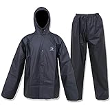 ZOEGO Ultra-Lite Regenanzug für Männer Frauen Wasserdichter Regenschutzmantel mit Hose 2 Stück Regenbekleidung(Schwarz,3XL)