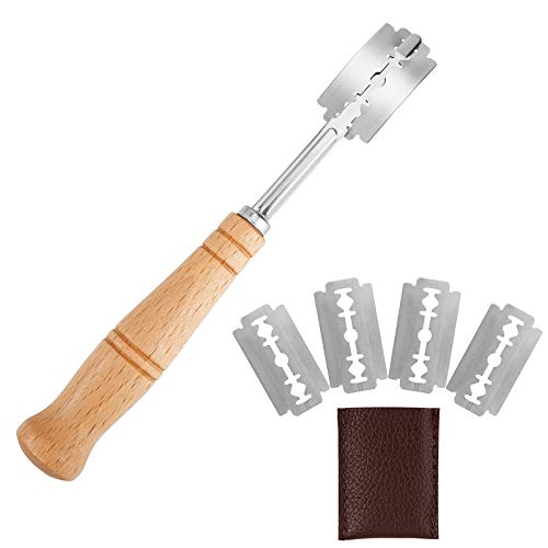 Bäckermesser Brot Bread Slashing Tool mit 5 Teig Rasiermesser Holzgriff für DIY Backen Küche