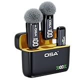 OSA Lavalier Mikrofon für Telefon mit Ladehülle und Sender, digitales Display – 2er-Set, für Typ-C-Telefon, Aufnahme, professionelle Videoaufzeichnung, Ansteckmikrofon (Typ C)