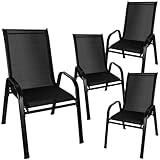 Gardlov Gartenstühle Stapelbar 4 Stück bis 150 kg - Klappstuhl 88 x 71 cm für Garten und Balkon - Widerstandsfähiger Stahlrahmen und PVC-Innenverkleidung - Lounge Sessel 25415