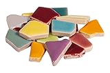 Rayher Fun Ceramica Mosaik Mix, polygonal, farbig glasierter Ton, Regenbogenfarbene Mischung zum Basteln, Dose 500g ,14863990