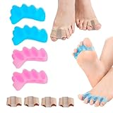 8 Pcs Zehenspreizer Hallux Valgus, Silikon Zehenspreizer Damen Herren, Fünf Finger Zehentrenner 2Pair, Hallux Valgus Bandage aus Nylo 2Pair, Toe Separator Überlappende Zehen, Bunion Corrector