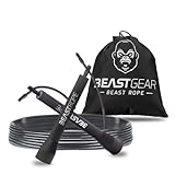 Beast Gear Springseil für Erwachsene - Fitness-Speed-Rope für Ausdauer, Abnehmen Indoor-/Outdoor-Sprungseil zum Boxen, Sport, MMA, Crossfit - Schwarz