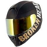 Broken Head Motorradhelm BeProud Sport Gold + Gold Verspiegeltes & Klares Visier - Integralhelm Matt-Schwarz