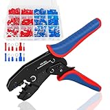 QOUBNIC 0,5-6mm²(AWG 20-10) Crimpzange Kabelschuhe Set, Kabelschuhzange Crimpzange für Schrumpfverbinder mit 361 Stück Isolierten Tool Crimp Zange