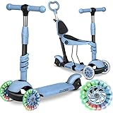 Ricokids 3-in-1-Laufroller für Kinder – Roller DREI Rollen - Kinderroller 3 Räder – Kinderroller ab 3 Jahre – Kleinkindroller – 27,5 x 55,5 x 78,5 cm - Farbe: Blau