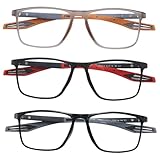 3 Pack Blaulichtfilter Brilles,Strahlungs UV Beschlagfreie Leichte Brille,Sportliche Federscharnierbrille für Männer Frauen ältere Menschen Leichter Körperlicher Betätigung und Täglichen Freizeit