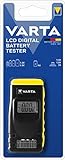 VARTA Batterietester LCD Digital für Batterien, Akkus und Knopfzellen, Testgerät für alle wichtigen Batteriegrößen (AA, AAA, C, D, 9V)