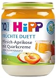 HiPP Bio Früchte-Duett Pfirsich-Aprikose mit Quark-Creme, 6er Pack (6 x 160g)