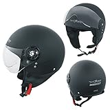 Motorradhelm Motorrad Roller Jet Helm Scooter Homologiert Avio Visor Mattschwarz L