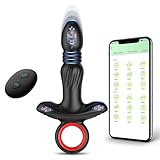 Analvibratoren für Mann Sex Spielzeug, Analplug Vibrator mit APP 9 Vibration 9 Teleskopmodi Sex Spielzeug für die Frau, Analplug mit Fernbedienung Analvibratoren Frau Anal Plug Sex Toys, Schwarz