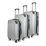 JOROBURO Reisetrolley Koffer, 3-teiliges Kofferset mit Spinner Rädern, leichte ABS Gepäcksets, grau, Gepäck mit Spinner-Rädern