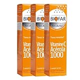 BIOFAR - Vitamin C Acerola 1000 – Nahrungsergänzungsmittel für Erwachsene – Energie und Vitalität – fruchtiger Geschmack – ohne Zucker, Aspartam oder Farbstoffe – Promo-Pack mit 45 Brausetabletten, 2