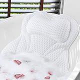 Badewannenkissen Nacken, Shodiffy Badekissen für Badewanne 4D Mesh Kissen badewanne mit 6 Saugnäpfen Badewanne Zubehör Stützt Kopf Nacken Schultern Rücken für Home Spa und Badewannen (Weiß)