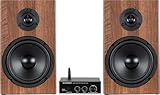 McGrey MAMP-4100BT / BSS-265 BR Stereoanlage Set mit Bluetooth - Kompakte HiFi-Boxen - 2-Wege-System - 6,5' Tieftöner + 0,5' Hochtöner - Auch für Wandmontage geeignet - Sparset Inkl. Stereo-Verstärker