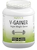 Weight & Mass Gainer Vegan - Vanille 2 kg - V-GAINER - Masseaufbau & Zunehmen ohne Maltodextrin, Creatin & Zucker - Carbs & Protein 2000 g laktosefrei - Made in Germany