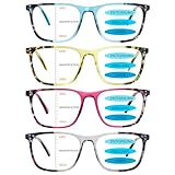 COJWIS 4 Pack Progressives Multifokale Lesebrille Damen Herren Blaulichtfilter Brille Gleitsichtbrille computerbrille Lesehilfe Blue Light Blocking Glasses (4 Farbe Mischen, 1.5, x)