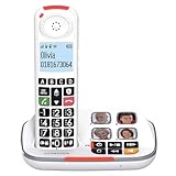 SWISSVOICE - Xtra 2355 - DECT - Schnurloses Festnetztelefon - Große Tasten - Anrufbeantworter - Audio Boost - Hörgerätekompatibel - Anrufblockierungsfunktion - Weiß