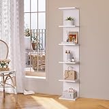 SONNI Bücherregale, Wandregal, 6 Ebenen als Wand oder Standregal nutzbar, Regal für Bücher, Zeitschriften, Deko, Standregal Industrielles für Wohnzimmer, Küche, Homeoffice, Weiß, 30x24.8x160cm.