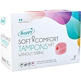 Beppy WET 8 Stück in der Box - einzeln hygienisch verpackt, feucht, ohne Faden - Soft + Comfort Tampons / Schwamm tampons, die Tampons für mehr Freiheiten während der Periode (Liebe, Sauna, Sport, Schwimmen)