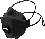 iMask 10x FFP2 Maske mit Ventil | Staubmasken Atemschutz Feinstaub | Faltbare Einwegmaske | Schutz vor Nebel, Staub, Aerosole | Ausatemventil gegen Feuchtigkeit | Schwarz