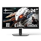 Minifire Gaming Monitor 24 Zoll, 180 Hz, 1ms, AMD FreeSync, Full HD(1920 x 1080), Rahmenlos Bildschirm, Einstellbar, 300Nits, sRGB 110%, HDMI 1.4&DP 1.2-(MFG24F4L HDMI-Kabel im Lieferumfang enthalten