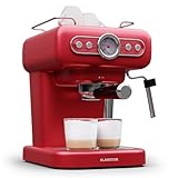 Klarstein Espresso Siebträgermaschine mit Milchaufschäumer, 1,2L Retro Mini-Espressomaschine mit Siebträger, 950 W Kaffeemaschine Klein, Edelstahl für Cappuccino, Latte & Macchiato