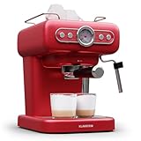 Klarstein Espresso Siebträgermaschine mit Milchaufschäumer, 1,2L Retro Mini-Espressomaschine mit Siebträger, 950 W Kaffeemaschine Klein, Edelstahl für Cappuccino, Latte & Macchiato