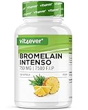 Bromelain Intenso - 750 mg (7500 F.I.P) - 120 magensaftresistente Kapseln - Extra hochdosiert - Natürlicher Ananas Extrakt - Vegan