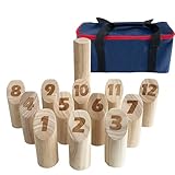 Nummerierte Blockwurfspiele Outdoor Holz Werfen Hof Spiel Stick Holz Spiel Set (klassische Tragetasche)