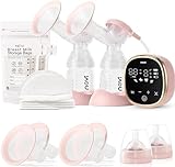 NCVI Milchpumpe Elektrisch mit 4 Modi & 9 Stufen, Ultra-Leise (40dB) & Anti-Rückfluss, 2200mAh Akku, BPA-frei, Inkl. 10 Muttermilchbeutel + 6 Stilleinlagen, Perfekt für Stillende Mütter (Rosa)