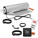 EH Expert AluPROFI -150 W/m²- 12 m² -Heizmatten-Set für schwimmende Bodenbeläge –Elektrische Fußbodenheizung für Vinyl, Laminat, Parkett– mit WLAN-Touchthermostat und Installationsmaterial (Schwarz)