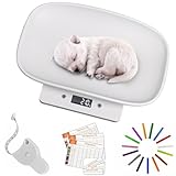 Digitale Haustierwaage,Hundewaage 15Kg (±1gram), LCD Digitale Katzenwaage mit 4 Wiegemodi (kg/oz/lb/ml), Tierwaage für Kleine Tiere mit Maßband, Karten und Halsband,für Katzen,Haustiere, Küche