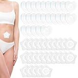 Lyreh 50stk Rizinusöl Bauchnabel Patches, Darunter 25stk Atmungsaktives Vliesmaterial Herzförmige Rizinusöl Wickel Bauchnabel und 25stk Sternförmige Bauchnabel Nur Patches