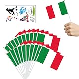 KARELLS 20-Stück Italienische Handflagge, Mini-Flagge mit Holzstab, Rot-Weiß-Grün, Patriotisch, Festivals, Sport, Kulturveranstaltungen