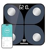 Körperfettwaage, Personenwaage Digital Testsieger mit App Smart Waage, Bluetooth Körperanalysewaage mit für Körperfett, BMI, Muskelmasse, Protein, BMR, 26cm*26cm