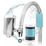 up!water® Wasserfilter für Wasserhahn | Edelstahl | Leitungswasser filtern | Filter für Armatur | Trinkwasserfilter mit Kartusche aus nachhaltigem CoconutBlock