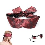 Einstellbares Handschellen-Set aus rotem Pu - mit verdunkeltem Augenschirm