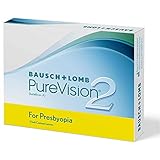 Bausch + Lomb PureVision 2 for Presbyopia Monatslinsen, sehr dünne Gleitsicht-Kontaktlinsen, weich, 3 Stück BC 8.6 mm / DIA 14 / -6.5 Dioptrien / ADD Low